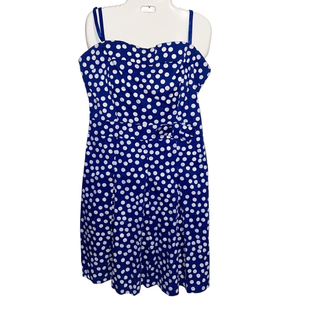 Orsay Dress Womens Size 10 US (42 Eu) Blue Polka Dot Rockabilly Pin up Retro